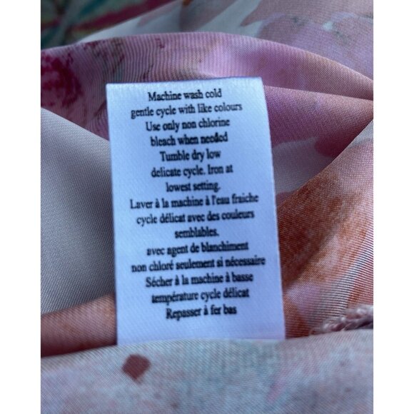 Women's‎ Midnight Bakery Silky Pink Floral Satin Belted Kimono Robe Size M/L - Picture 5 of 7